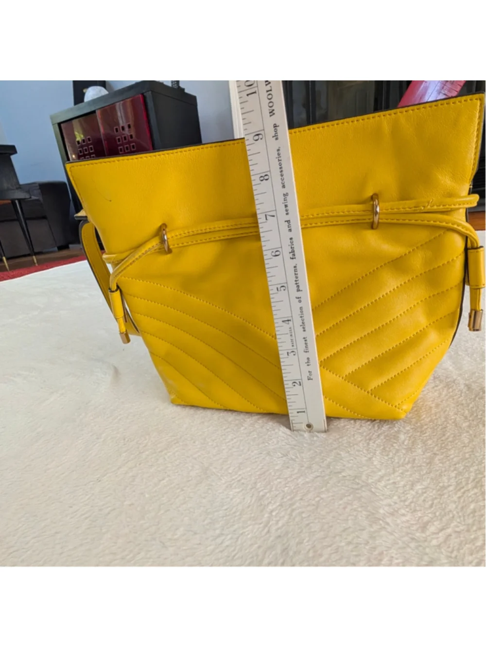 Tory Burch Kira Chevron Yellow Mini Bucket Bag - Flaws